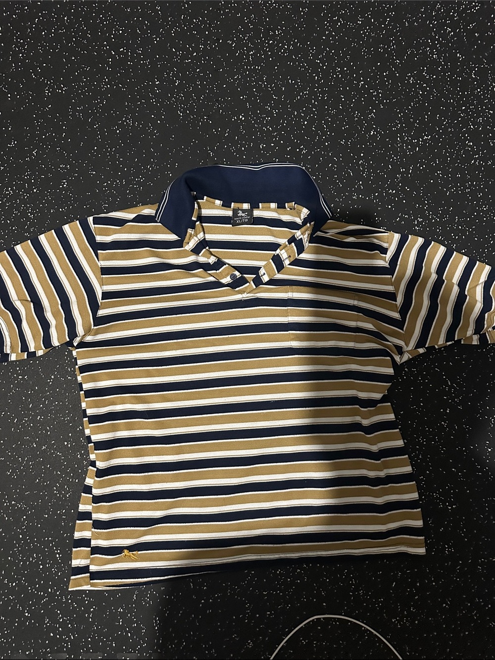 Mens Striped Navy and Tan Polo Shirt
